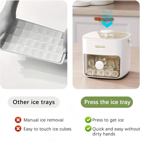 ❄️Press-Type Ice Cube Tray, Quick & Easy Release 🧊Portable Ice Maker Box with Handle, 48 Grids