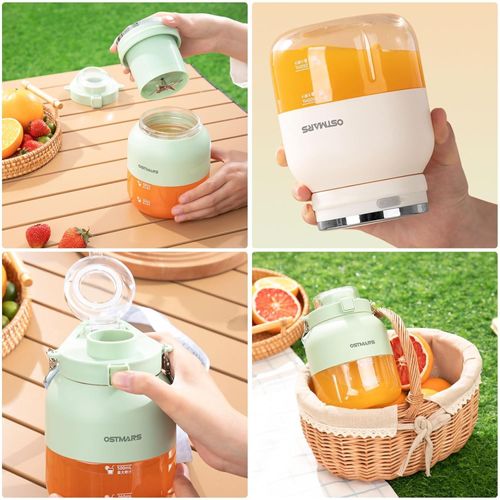Blender Cup, Juicer Cup for home, Electric Juicer Mini Portable Blender, Portable Automatic Sport Juicey Cups, Dual-Use Water Bottle with Straw for Outdoor Sports with Strap (1PC White)