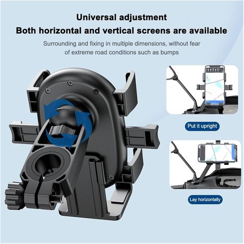 🔥 Shockproof Motorcycle Phone Holder | 6-Point Full Grip Bike Phone Mount | 360° Rotation One Lock Release | All Phones & Bikes Compatible