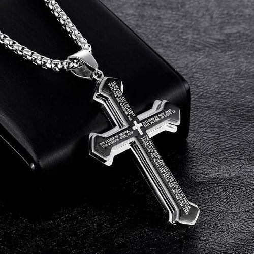 🎁 Cool Stacked Cross Necklace Ideal Mens Gift.