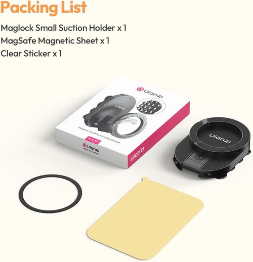 ULANZI MA39 3-in-1 Suction Magnetic Phone Holder for MagSafe, 360° Rotatable Phone Tripod Mount with Carabiner Clip, Compatible with for iPhone 17-12, Ideal for Car Dashboard, Gym, Kitchen, Office