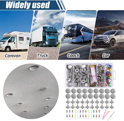 Set of 60 roof liner repair kit, car repair rivets, car roof headliner repair, car roof liner repair button, with pins, screwdriver, tape measure for all cars, grey