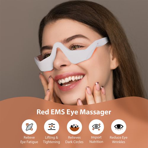 EMS Microcurrent Red Light Eye Massager | Dark Circle & Puffiness Remover Portable Smart Eye Beauty Device | Relieve Eye Strain & Reduce Fine Lines Rechargeable EMS Eye Care Massager | Home Use Anti Aging Eye Therapy Tool