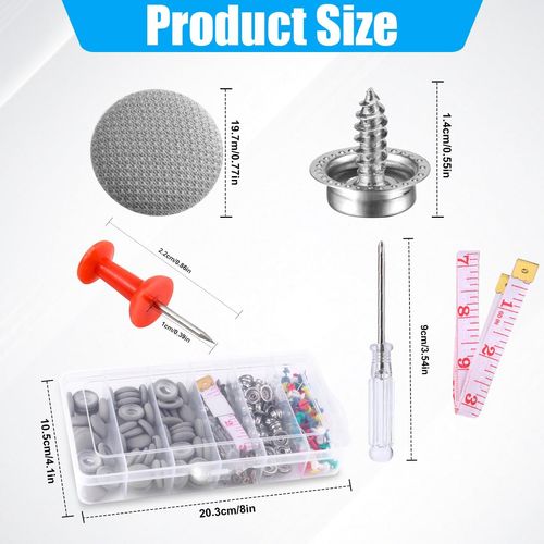 Set of 60 roof liner repair kit, car repair rivets, car roof headliner repair, car roof liner repair button, with pins, screwdriver, tape measure for all cars, grey