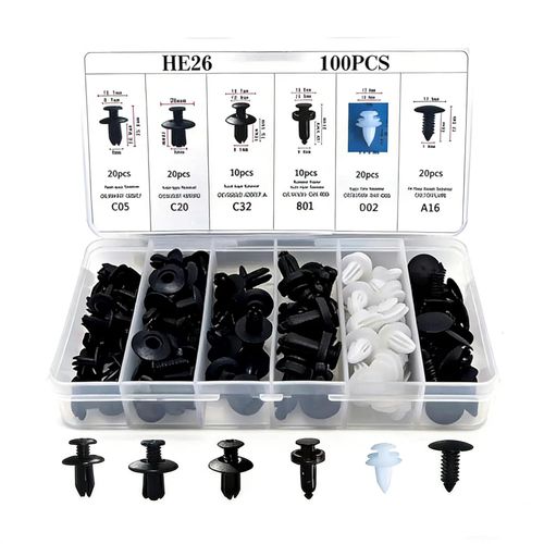 🚗 100PCS Universal Car Clips - 6 Types, Bumper Fasteners