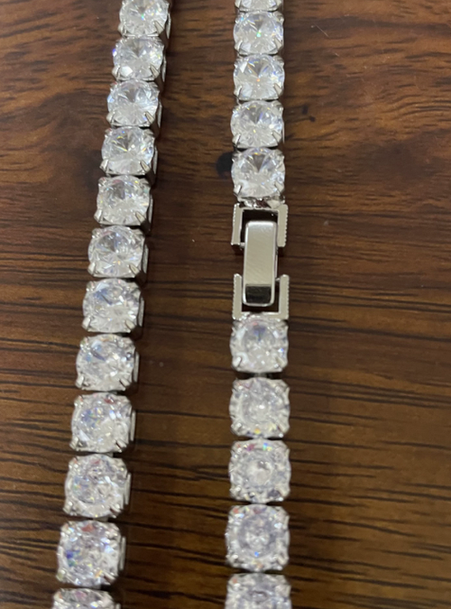 6mm Unisex Tennis Necklace 14K White Gold Plated Cuban Chain Approx. 22 inches or 55 cm  Set with 5A Grade Cubic Zirconia Iced Out Style Hip-Hop Trend Jewelry  Materials: Metal, Cubic Zirconia