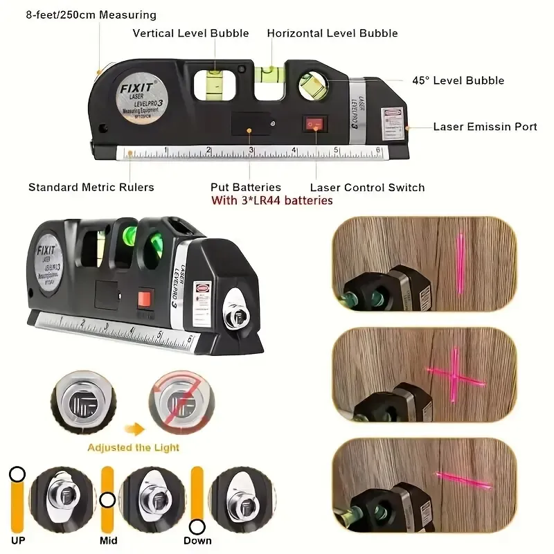 📏 Multi-Function Laser Level Tool with Tape Measure ✅ High Precision Infrared Laser Level for Home Renovation