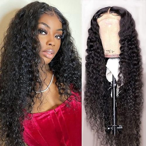 Long Curly Synthetic Wig For Black Women High Temperature Soft Hair With Flat Side Bangs Natural Daily Wig