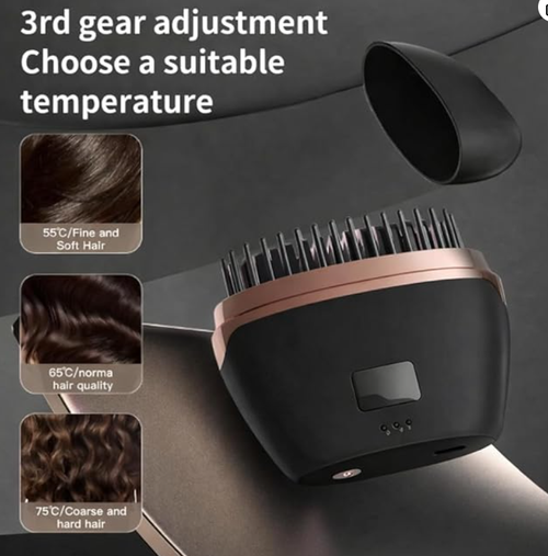 CBEX Mini Hair Straightener Brush, Pocket Size Cordless Heat Comb, 3 Temperature Adjustment 140–180°C, Negative Ion Technology, Safe Anti-Burn Design