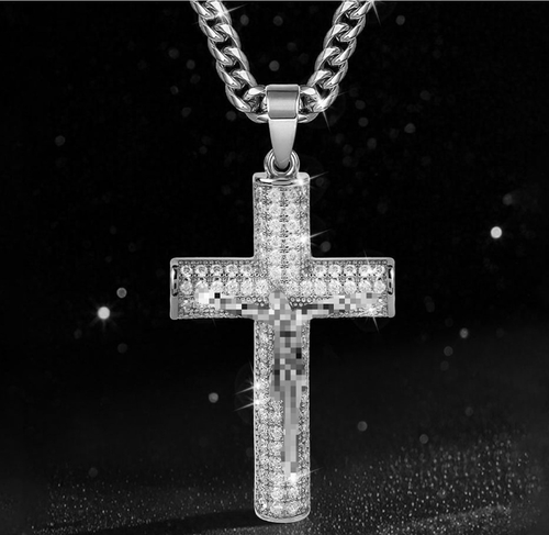 💎Full Paved Crystal Cross Necklace African Youth Trend
