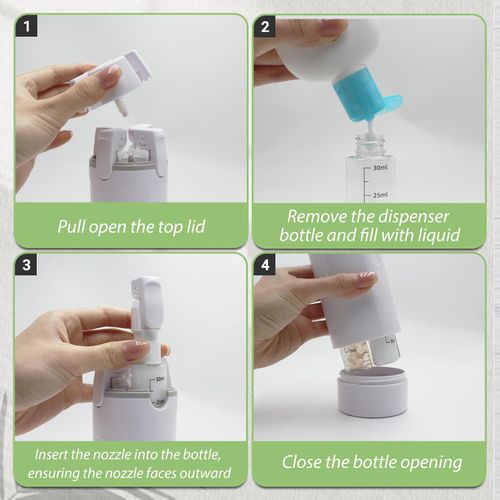 4 in 1 Travel Dispenser,Travel Shampoo and Conditioner Bottles,Refillable Leak Proof Containers Toiletries for Vacation and Business Travel 120ML