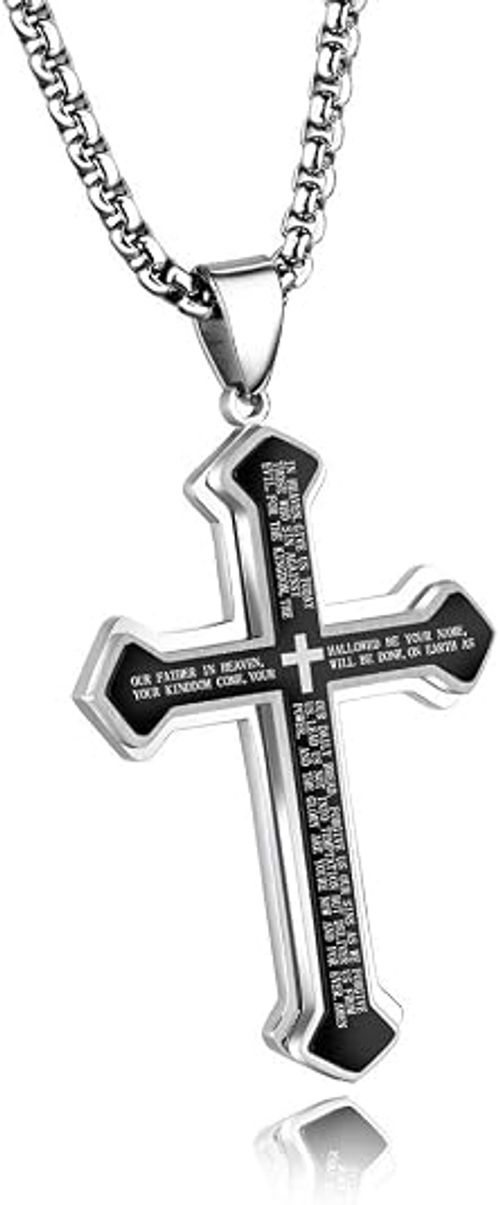 🎁 Cool Stacked Cross Necklace Ideal Mens Gift.