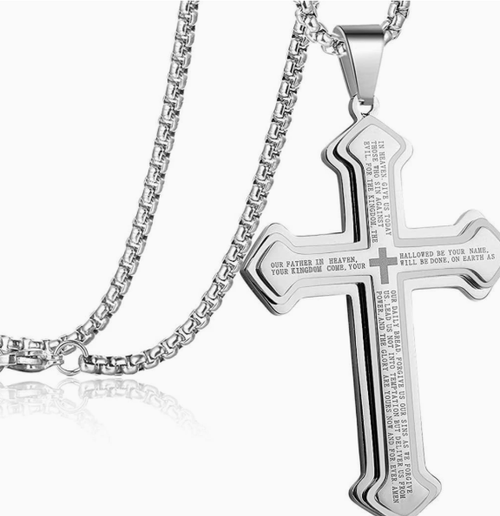 🎁 Cool Stacked Cross Necklace Ideal Mens Gift.