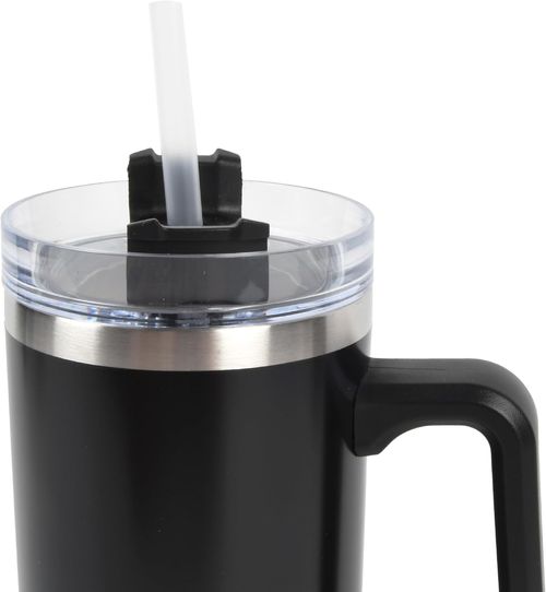 🖤 40oz Black Insulated Stainless Steel Tumbler with Handle & Straw