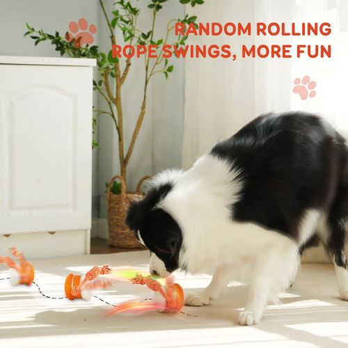 Interactive Dog Ball, Random Path Electric Automatic Moving and Rolling Dog Toy with Rope for Small Medium Large Dogs, Motion-Activated Dog Stimulation Toy for Boredom Relief