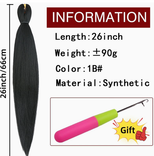 Color 1BT30: Ombré Pre-Stretched Braiding Hair (26 Inches) Includes a Bonus Dual-Color (Yellow & Pink) Crochet Hook. HeatResistant Material, Designed Specifically for Braiding Styles for African Women.