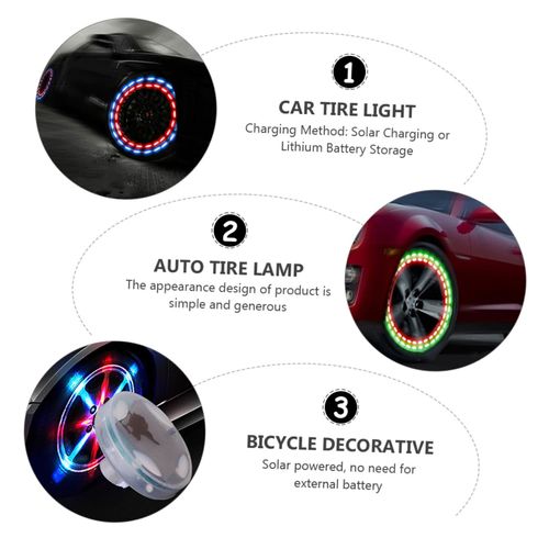 ☀️（Four solar lights） Solar Powered Tire Valve Light, Colorful Wheel Decor for Cars, Motorcycles & Bikes.
