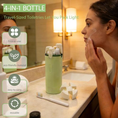 4 in 1 Travel Dispenser,Travel Shampoo and Conditioner Bottles,Refillable Leak Proof Containers Toiletries for Vacation and Business Travel 120ML