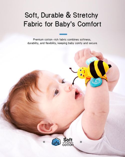 🎀Baby Wrist Rattle Sock Set Newborn Sensory Toy 👶Infant Foot Finder Socks & Wrist Band Rattles