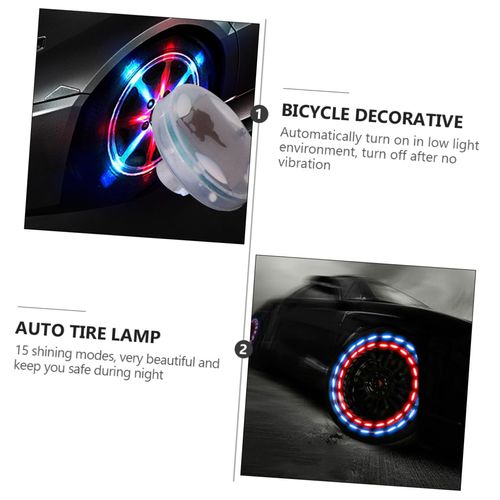 ☀️（Four solar lights） Solar Powered Tire Valve Light, Colorful Wheel Decor for Cars, Motorcycles & Bikes.