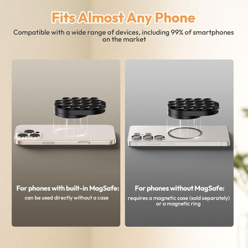 ULANZI MA39 3-in-1 Suction Magnetic Phone Holder for MagSafe, 360° Rotatable Phone Tripod Mount with Carabiner Clip, Compatible with for iPhone 17-12, Ideal for Car Dashboard, Gym, Kitchen, Office