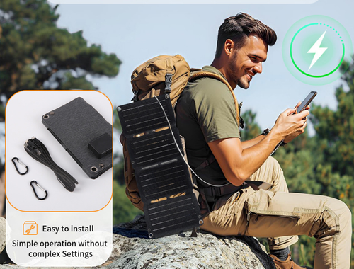 10W ETFE Foldable Solar Panel Charger | IP65 Waterproof Portable Outdoor Power Station | Fast 3 USB Phone Charger | For Camping Hiking Travel | Kenya Free Delivery