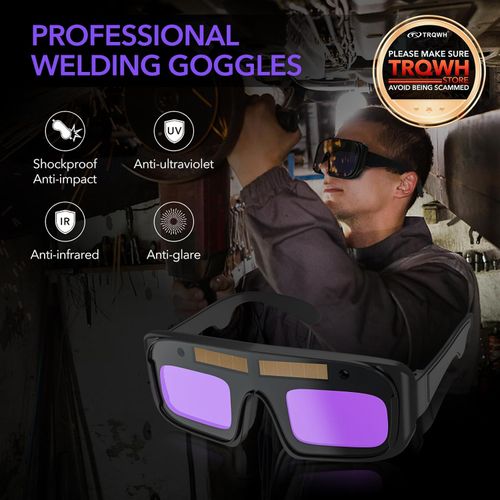 TRQWH Welding Glasses Auto Darkening Safety Goggles Solar True Color Welder Glasses Eyes Protective PC Lens Welder Mask Welding Helmet for TIG MIG ARC Weld Plasma Cut Grinding