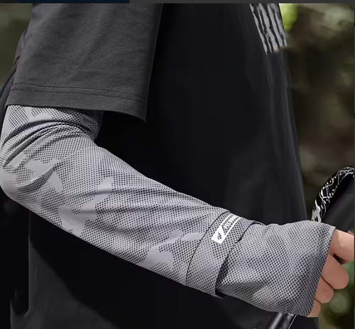 Summer Ice Silk Arm Sleeves with Thumb Hole UV Sun Protection UPF50+ Breathable Elastic Men Women Outdoor Cycling Cooling Arm Cover