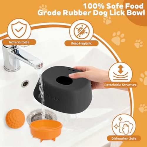 Slow Feeder Bowl, Spherical Slip Resistant Interactive Design for Liquid Food Wet Food Treats Promotes Healthy Digestion Lick Bowl, Pet Slow Feeder with Rolling Ball for Dogs (Black)