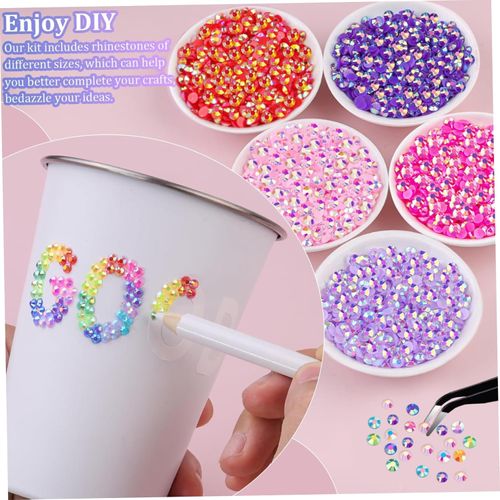 32000Pcs Resin Rhinestones Bedazzling Kit with 3x10ml Glue 0.3cm 40 Colors Crafts