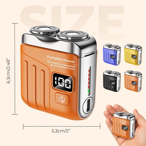 Portable Mini Electric Shaver | Waterproof Rechargeable Men Razor Upgrade Dual Blade Electric Shaver | Fast Clean Beard Trimmer For Men Digital Display Cordless Shaver | Long Lasting Travel Pocket Razor