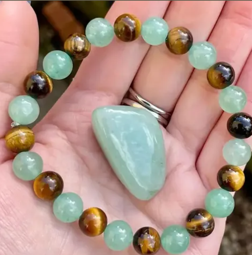 Money Wealth Success Bracelet Pure natural stone Green AventurineTiger Eye Attract Wealth Crystal Bracelet Prosperity Money Bracelet