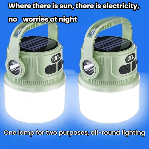 Solar rechargeable lighting outdoor rechargeable camping long battery life lighting tent multifunctional household lights.