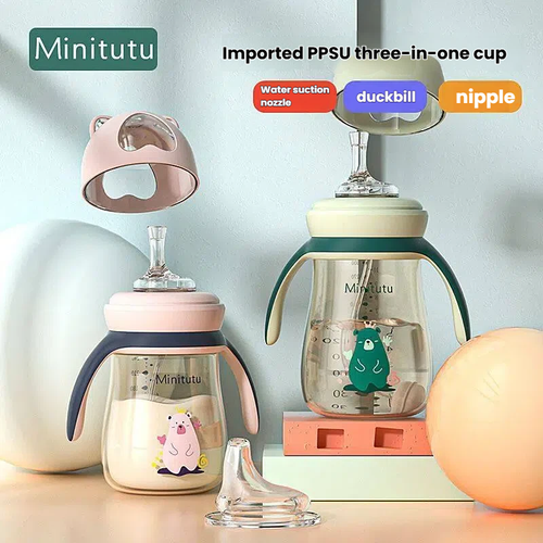 Bottle ppsu anti-flatulence, anti-choking, wide caliber, new big baby anti-fall, 2-year-old large-capacity drinking straw cup