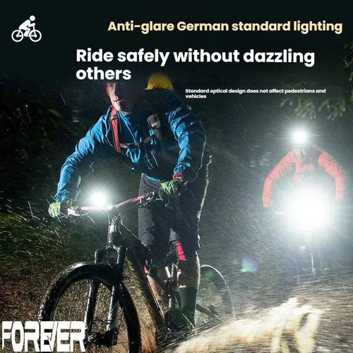 Solar rechargeable bicycle headlight headlight riding mountain bike highway glare charging night riding glare flashlight.
