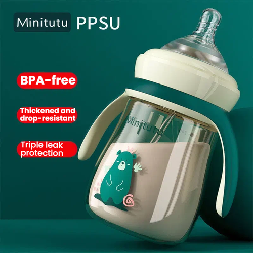 Bottle ppsu anti-flatulence, anti-choking, wide caliber, new big baby anti-fall, 2-year-old large-capacity drinking straw cup