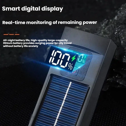 Solar rechargeable bicycle headlight headlight riding mountain bike highway glare charging night riding glare flashlight.