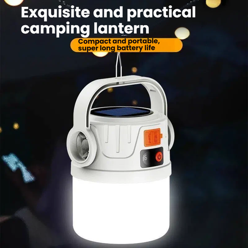 Solar rechargeable lighting outdoor rechargeable camping long battery life lighting tent multifunctional household lights.