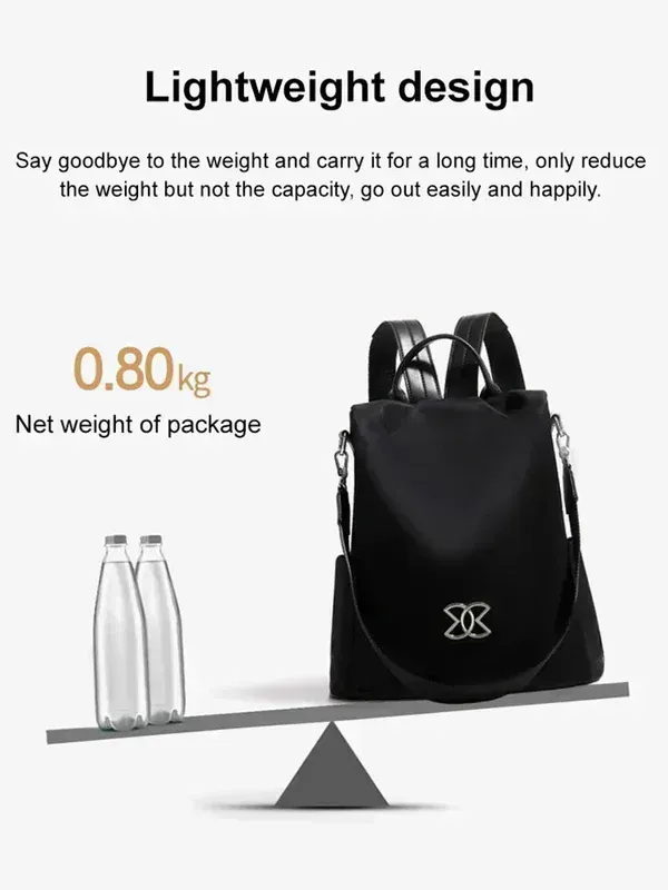 Mochila leve em tecido oxford anti-furto, multiuso e de grande capacidade.