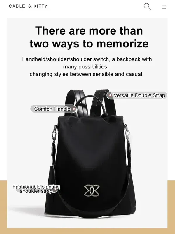 Mochila leve em tecido oxford anti-furto, multiuso e de grande capacidade.