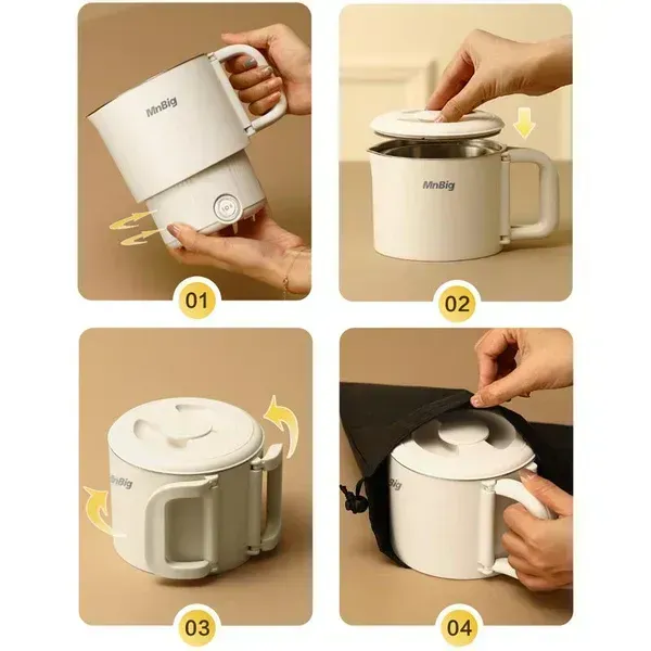 Panela elétrica multifuncional dobrável de aço inoxidável
