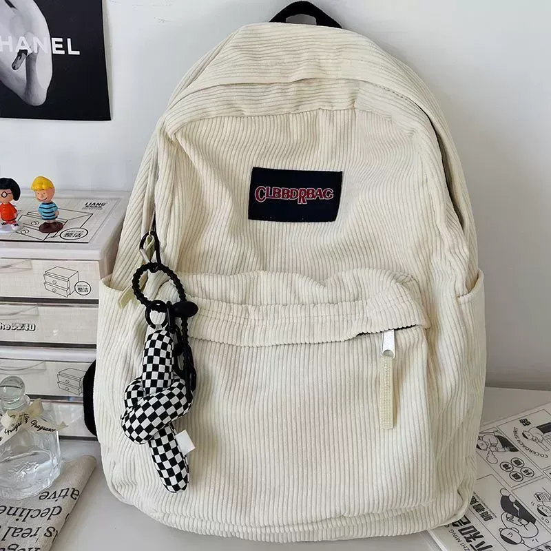Corduroy retro simple large capacity ins backpack