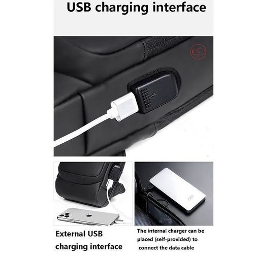 Sac bandoulière multifonction anti-vol avec USB pour homme, sac de voyage à porter en bandoulière ou en travers de la poitrine