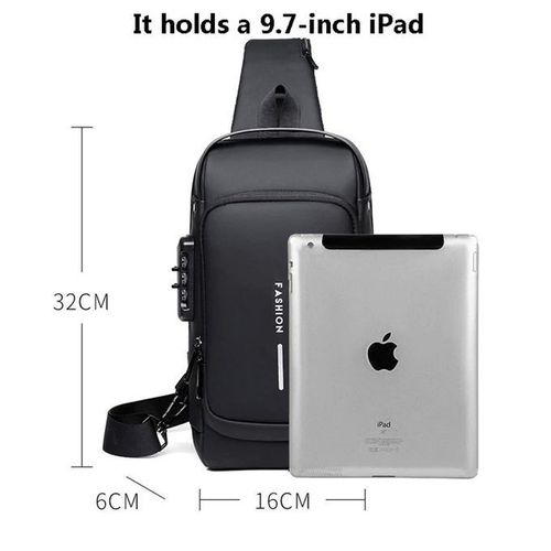 Sac bandoulière multifonction anti-vol avec USB pour homme, sac de voyage à porter en bandoulière ou en travers de la poitrine