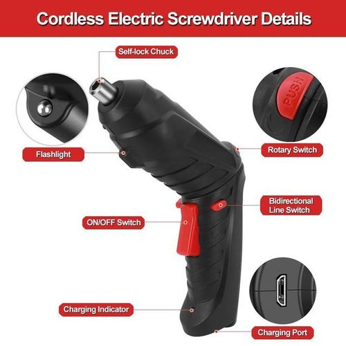 Conjunto portátil de chaves de fenda elétricas recarregáveis ​​Mythco, com 47 acessórios sem fio
