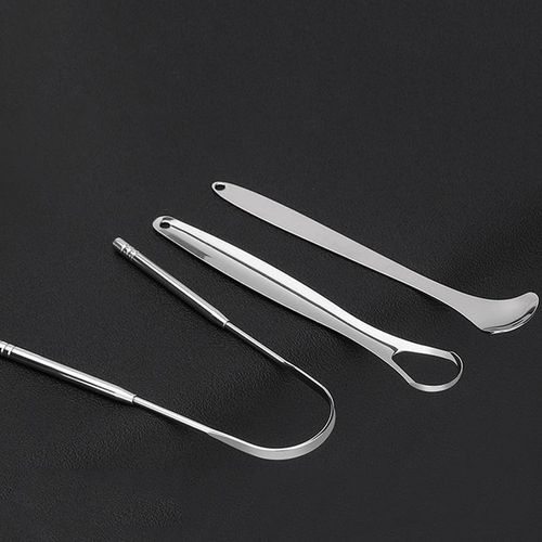 Conjunto de raspador de língua para limpador de língua (caixa de ferro grande)