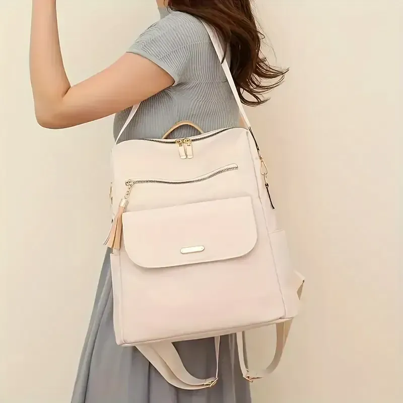 Mochila de moda conversível antirroubo simples, mochila de viagem casual feminina, mochila escolar