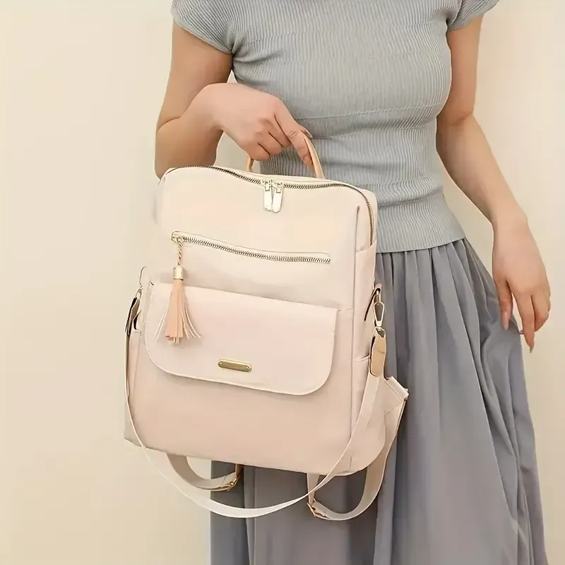 Mochila de moda conversível antirroubo simples, mochila de viagem casual feminina, mochila escolar