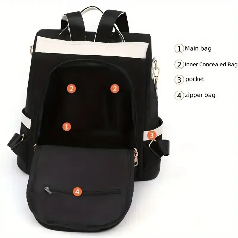 Mochila de viagem anti-roubo Bolsa escolar anti-roubo de grande capacidade Bolsa de ombro leve e reversível