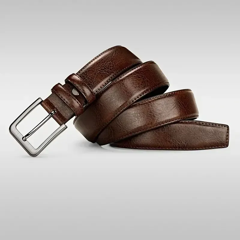 2 ceintures en cuir pour homme à boucle à ardillon, style décontracté rétro, ceinture pour jean jeune